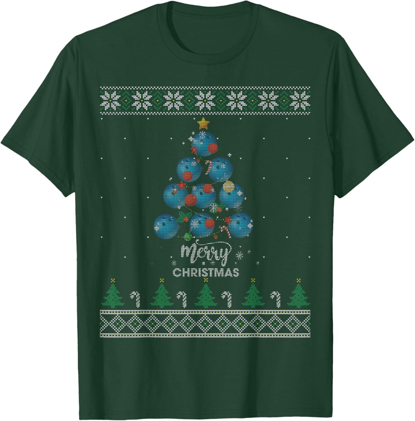 Bowling Christmas Tree Xmas Gift Bowling Lovers T-Shirt - T-Shirt | Forest