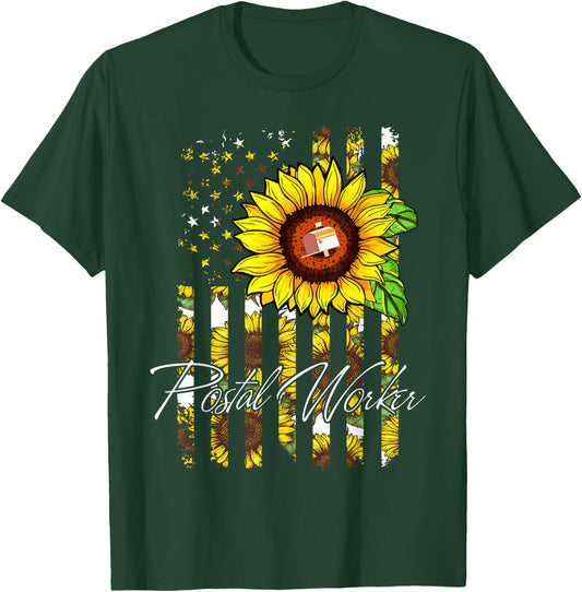 Postal Worker Sunflower Funny Gifts T-Shirt - T-Shirt | Forest