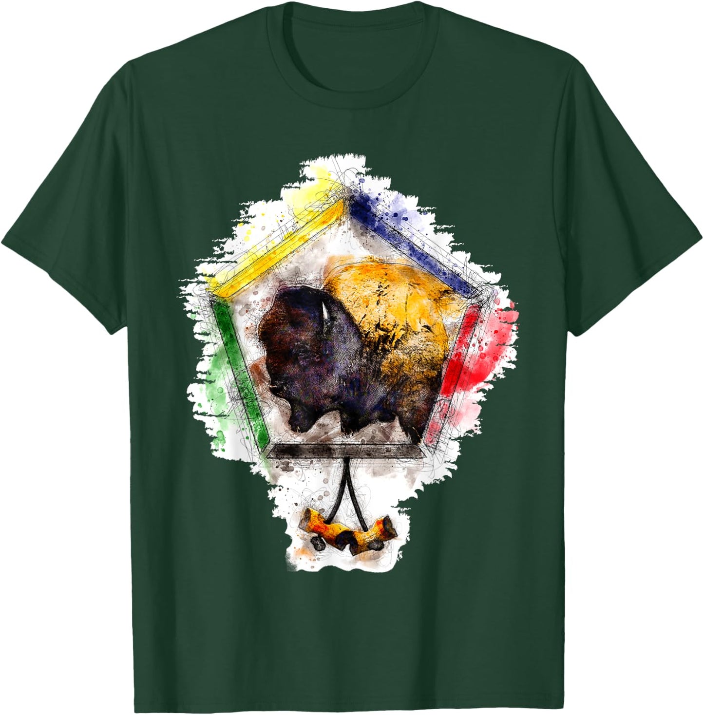 Wood Badge critter, Buffalo watercolor sketch print T-Shirt - T-Shirt | Forest