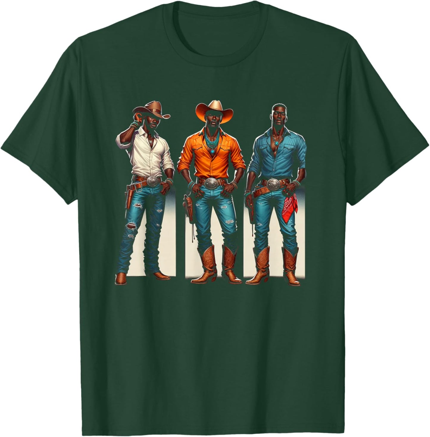 Black Cowboy Western Rodeo Melanin Black History Texas Men T-Shirt - T-Shirt | Forest