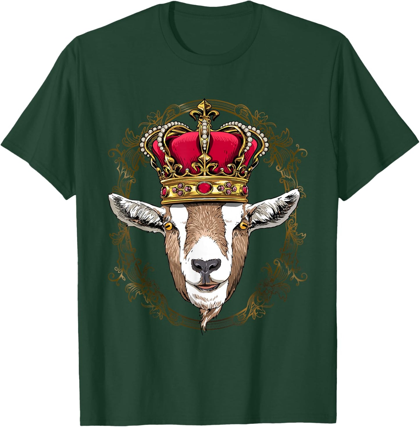 King Goat Wearing Crown - Queen Goat Animal T-Shirt - T-Shirt | Forest