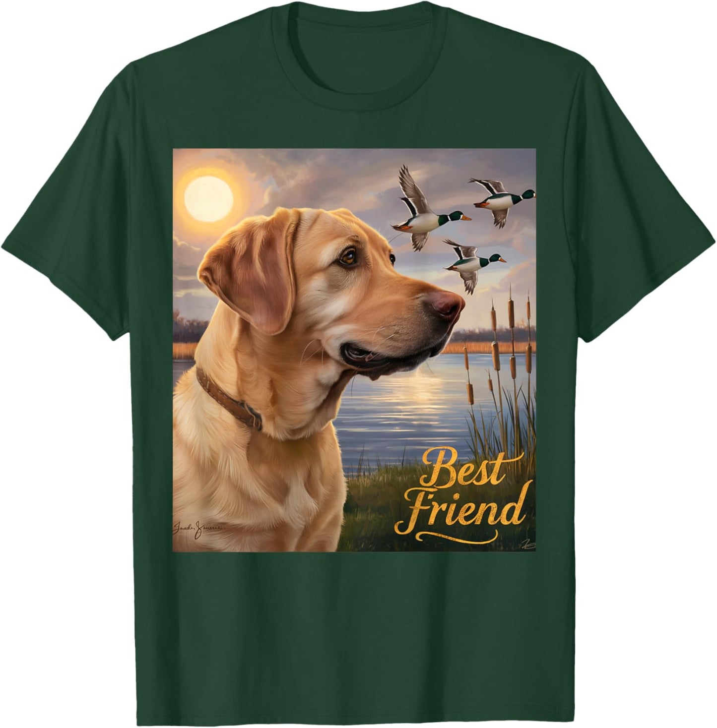 Hunting Yellow Labrador Ducks Geese Dog Lab Hunting. Women T-Shirt - T-Shirt | Forest