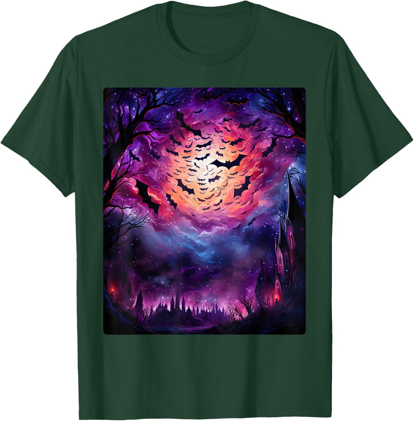 Gothic Bat Spooky Bats Pattern Moon Night T-Shirt - T-Shirt | Forest