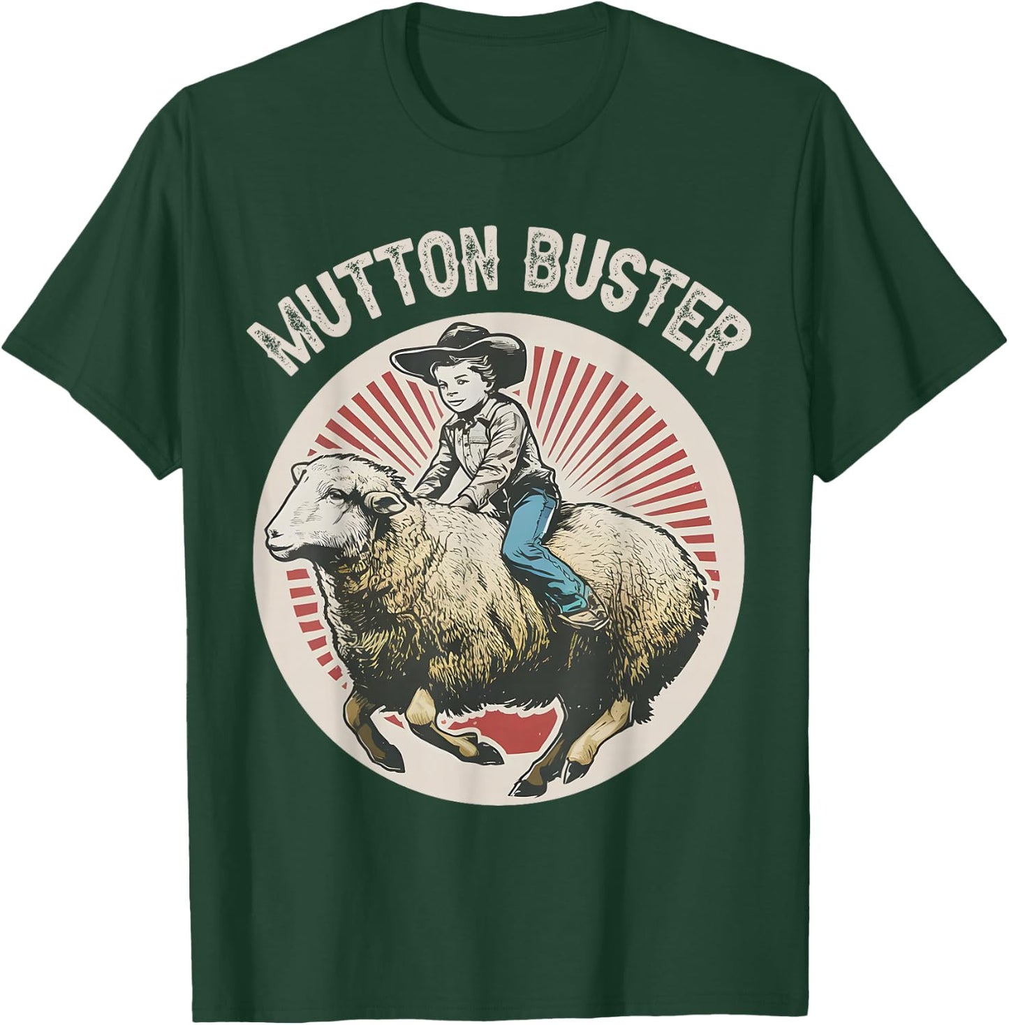 Mutton Buster Mutton Busting Sheep Riding Texas Rodeo Kids T-Shirt - T-Shirt | Forest