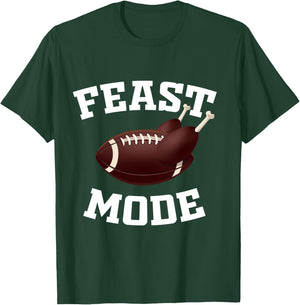 Feast Mode Funny Thanksgiving Day Turkey Football T-Shirt - T-Shirt | Forest
