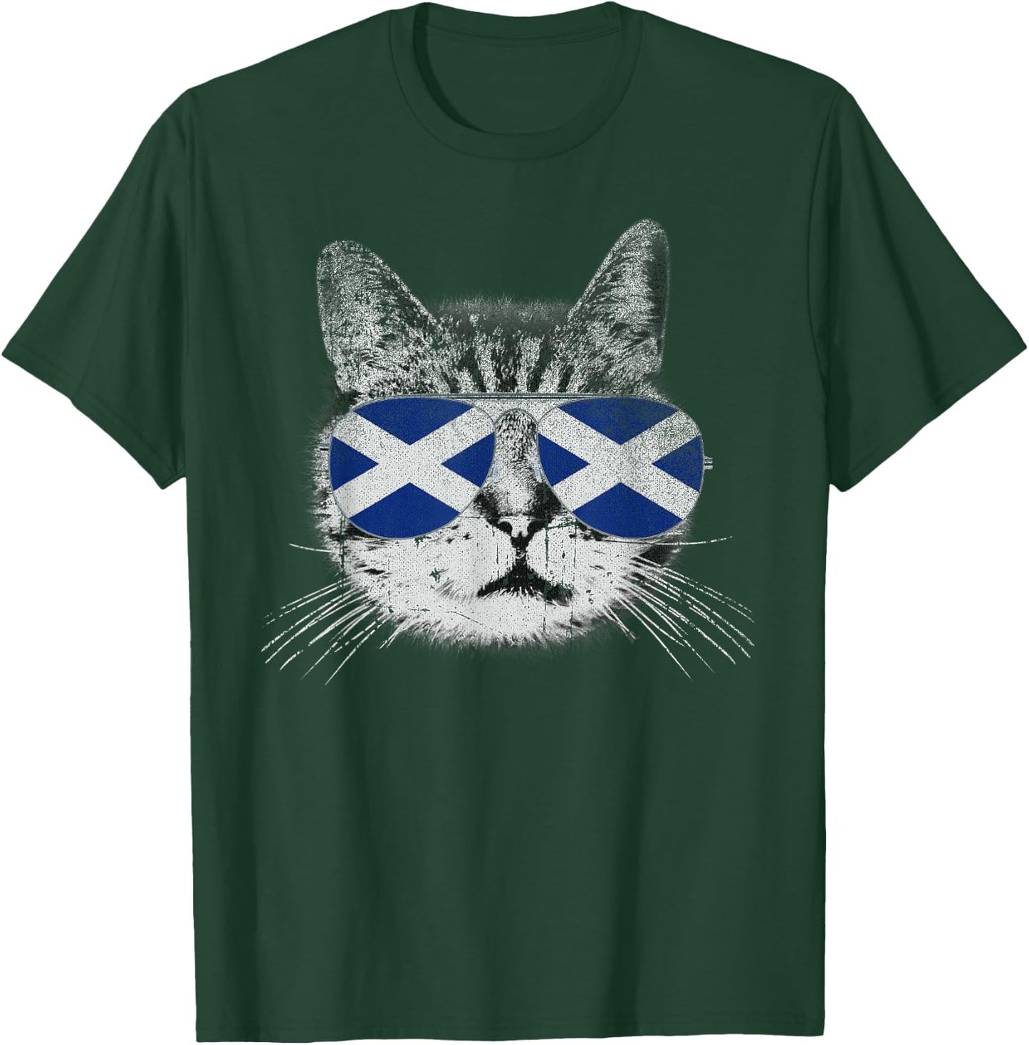 Cat Shirt Scottish Scotland Flag Country Retro Funny T-Shirt - T-Shirt | Forest