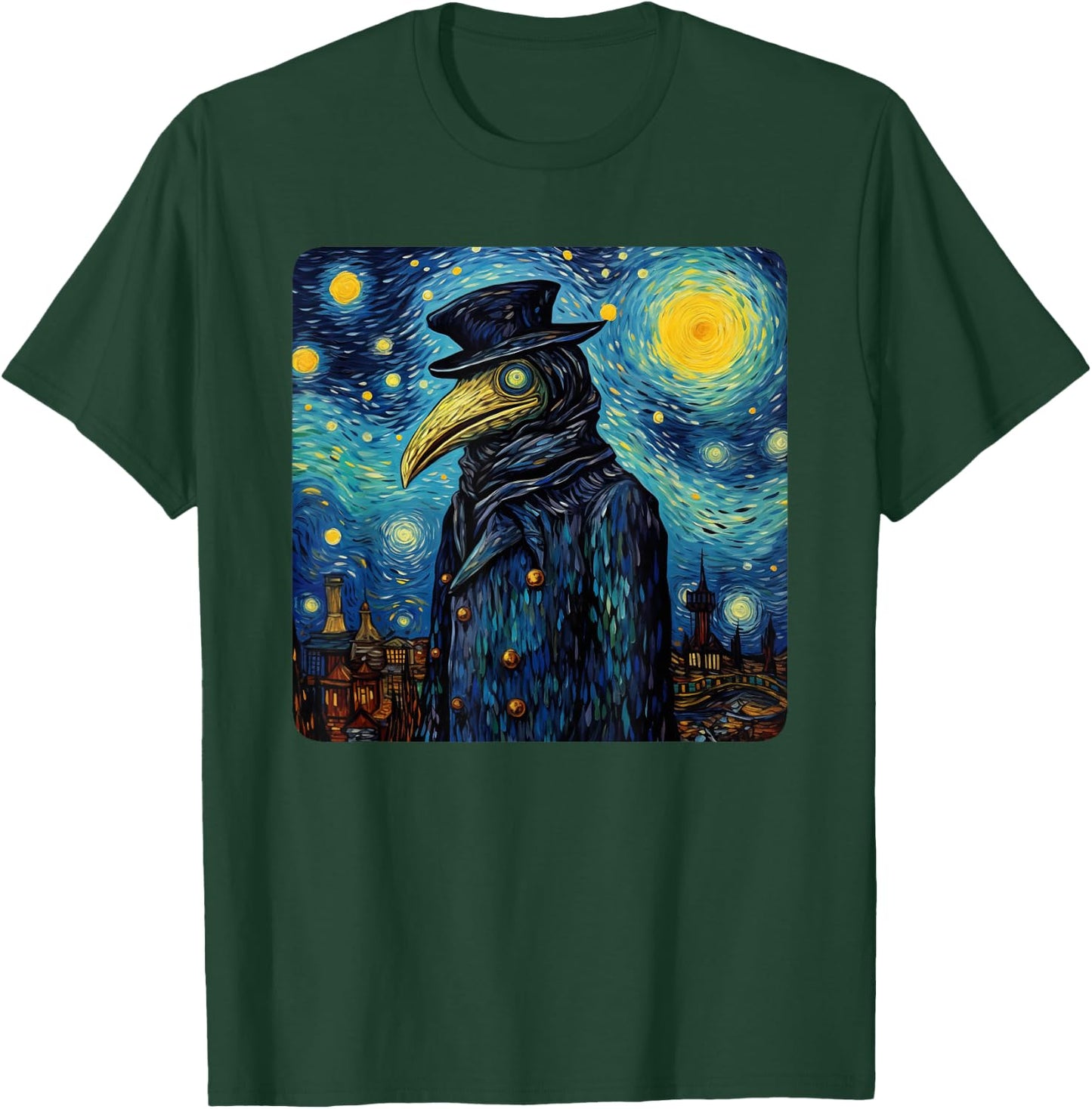 Funny Plague Doctor Starry Night Van Gogh leeches medical T-Shirt - T-Shirt | Forest