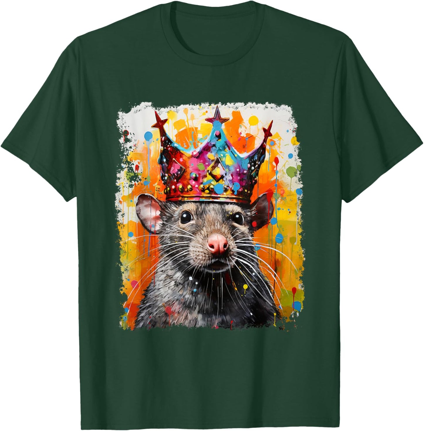 Pop Art Vintage Pet Animal Rat Crown King Queen T-Shirt - T-Shirt | Forest