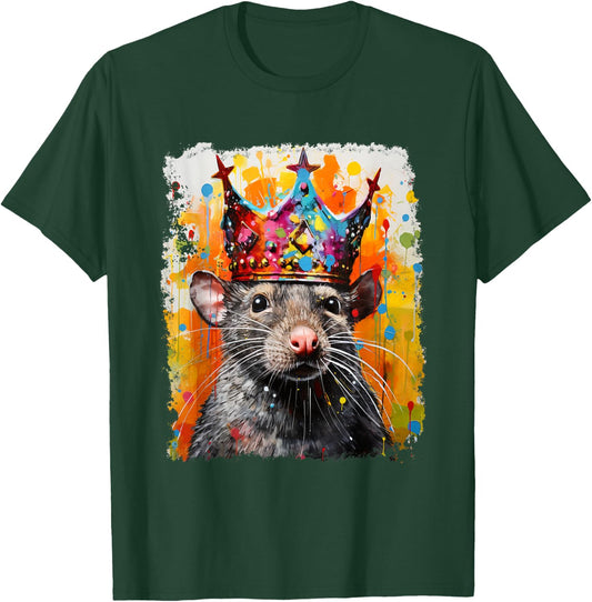 Pop Art Vintage Pet Animal Rat Crown King Queen T-Shirt - T-Shirt | Forest