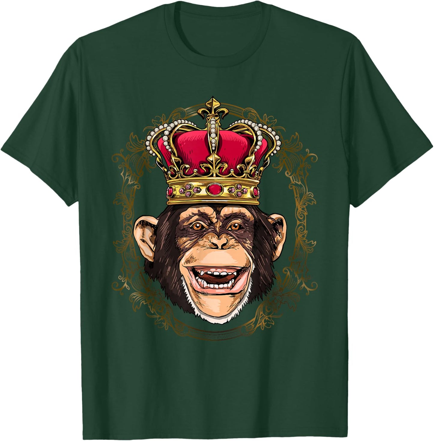 King Monkey Wearing Crown - Queen Monkey Animal T-Shirt - T-Shirt | Forest