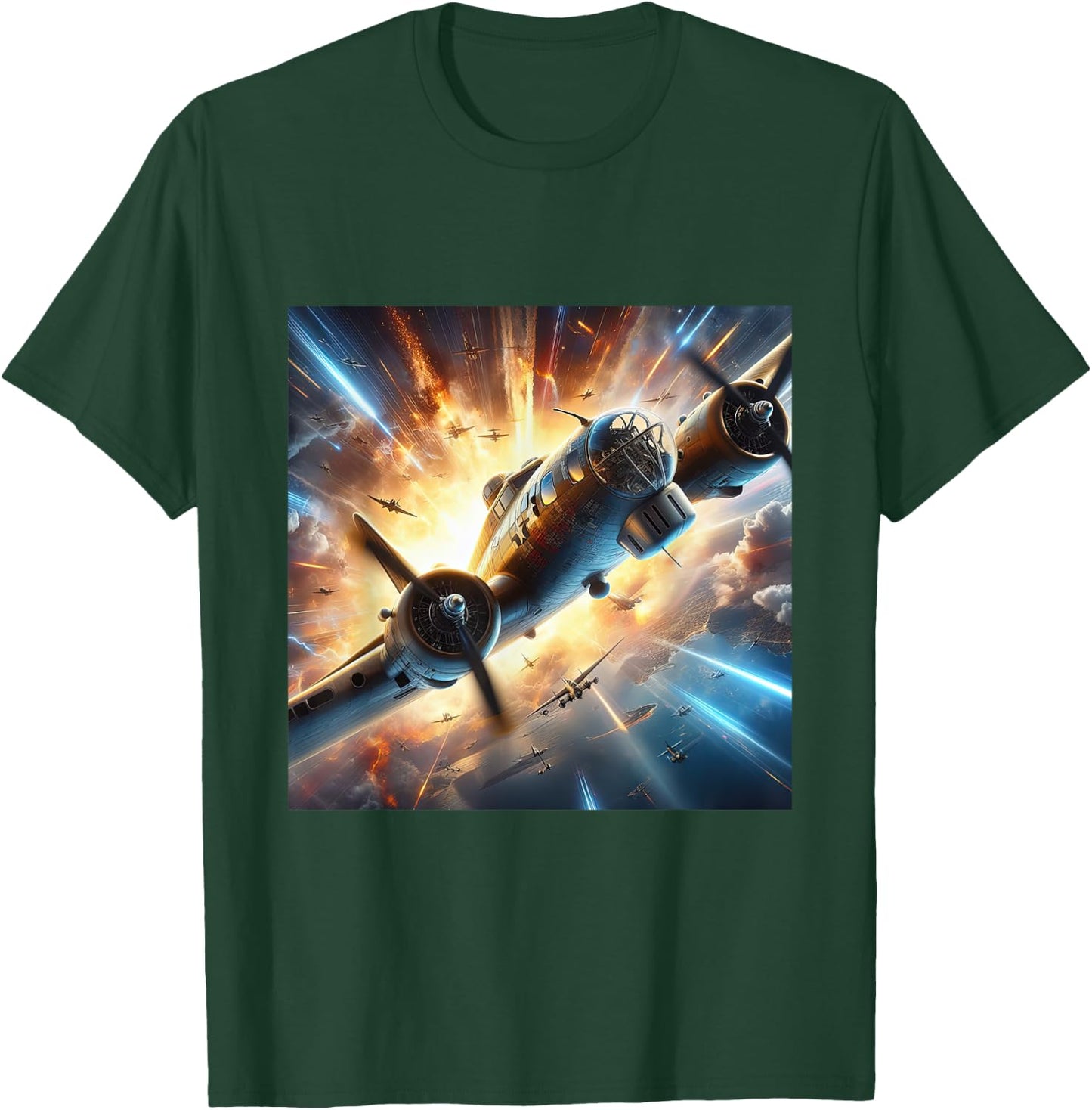 B-17 Flying Fortress WWII B17 USA Warplane T-Shirt - T-Shirt | Forest