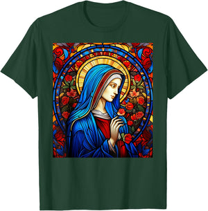 Blessed Virgin Mary Stained Glass T-Shirt - T-Shirt | Forest