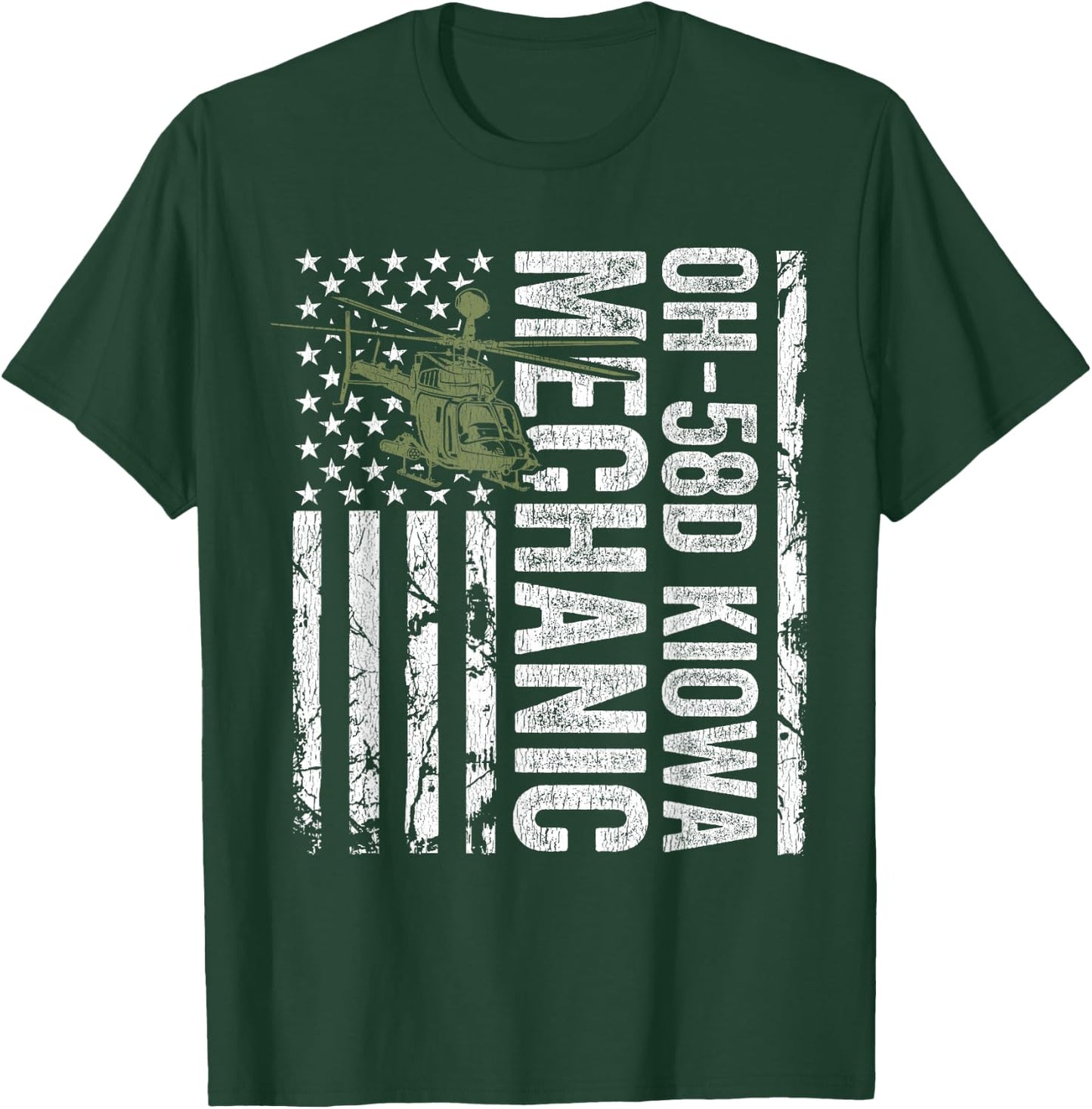 OH-58D Kiowa Warrior Helicopter Mechanic Veteran T-Shirt - T-Shirt | Forest
