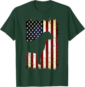 Chesapeake Bay Retriever Silhouette American Flag T-Shirt - T-Shirt | Forest