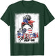 All American Mama Messy Bun Hair Style American Flag T-Shirt - T-Shirt | Forest
