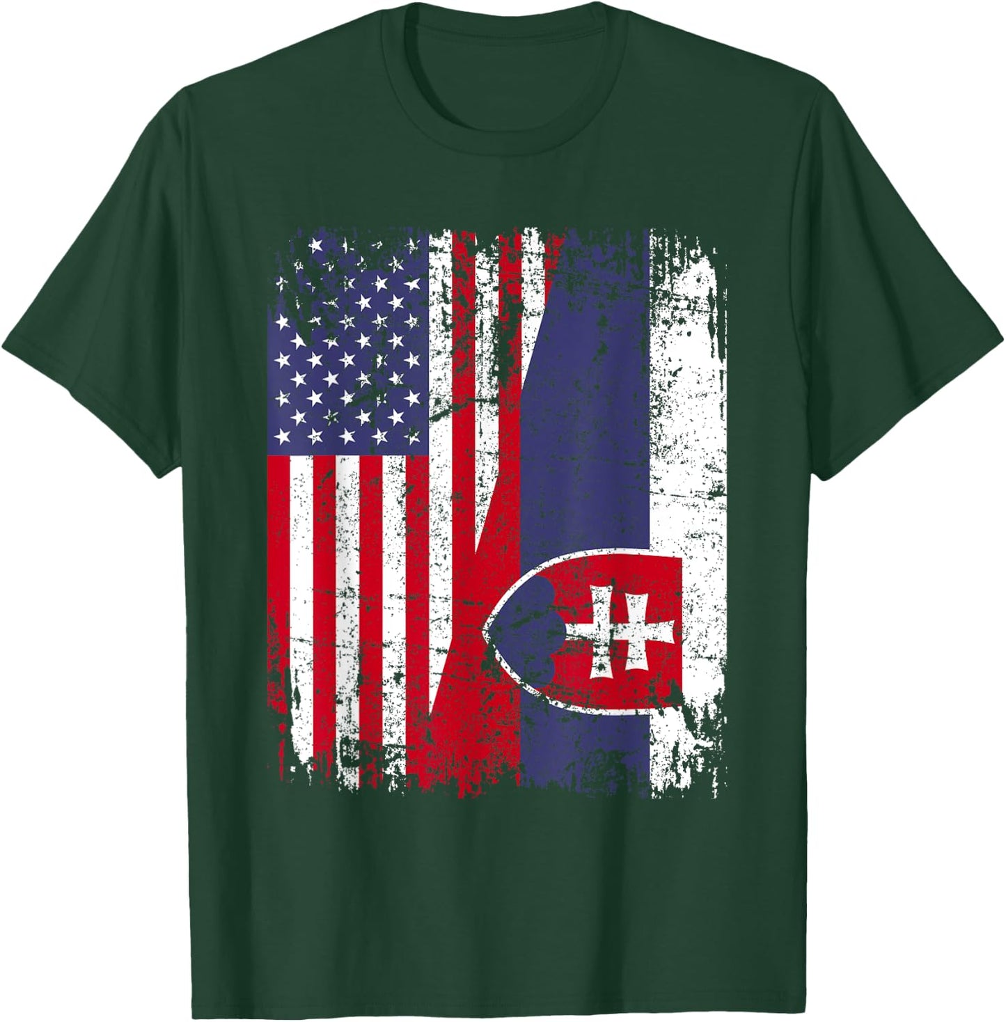 SLOVAK ROOTS | Half American Flag | SLOVAKIA FLAG T-Shirt - T-Shirt | Forest