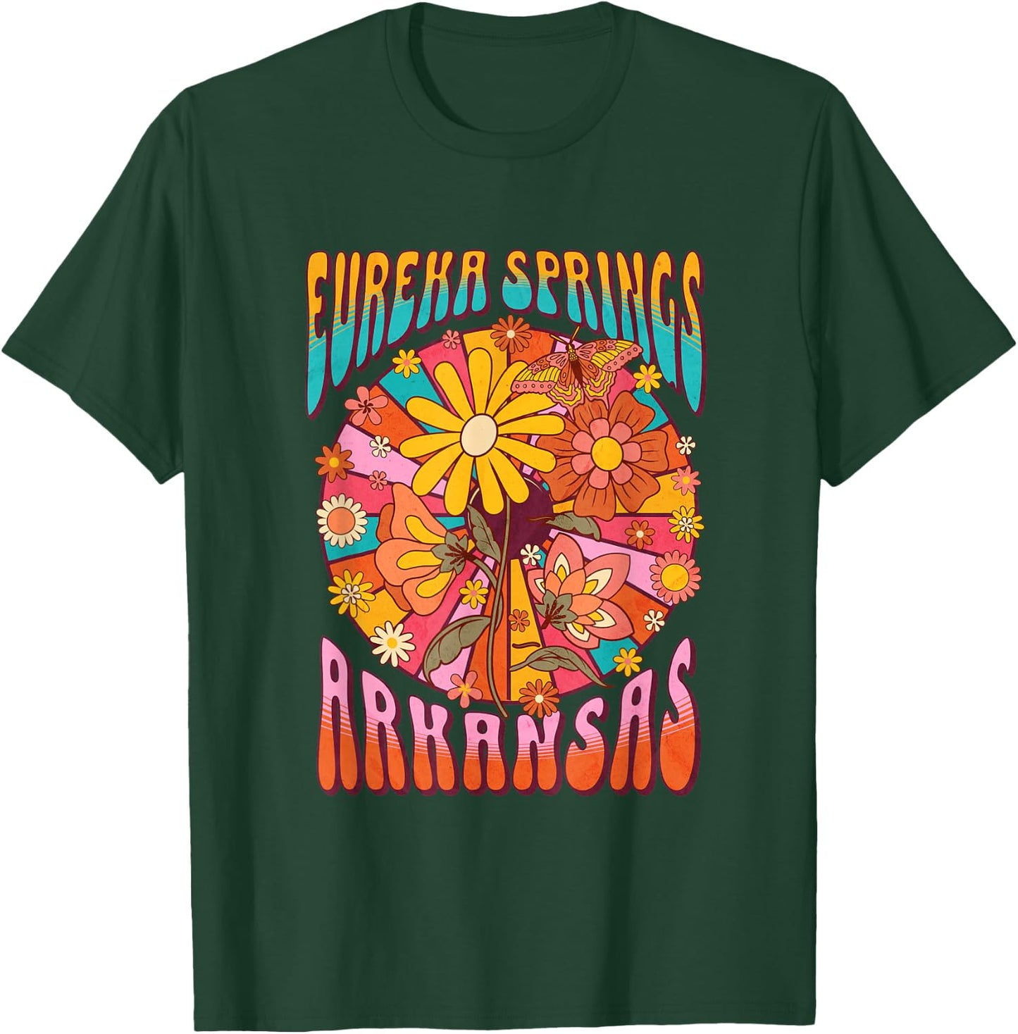 Eureka Springs Retro 60s Style Graphic Hippie T-Shirt - T-Shirt | Forest