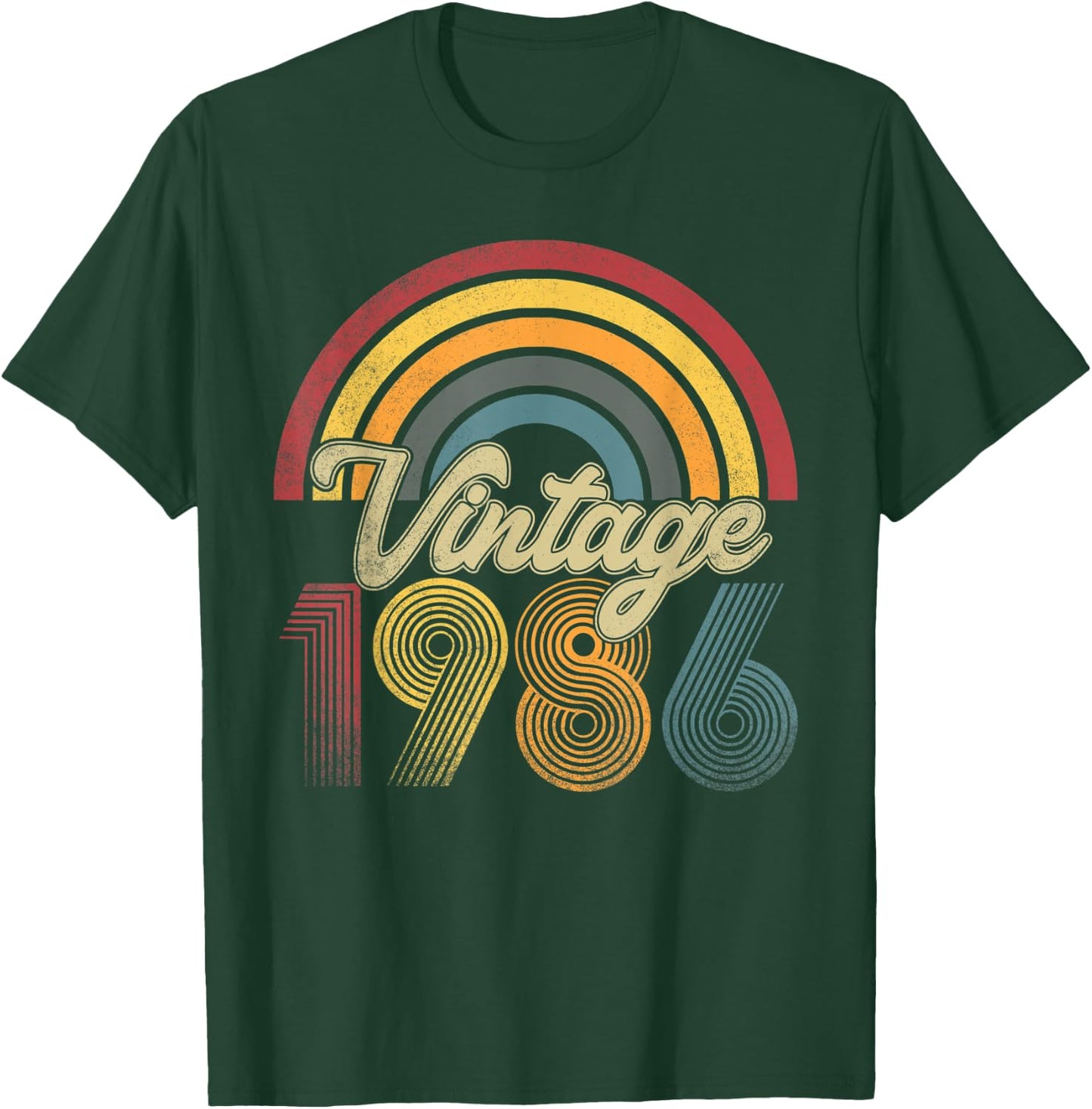 Vintage 1986 37th Birthday Rainbow Retro Style Classic T-Shirt - T-Shirt | Forest