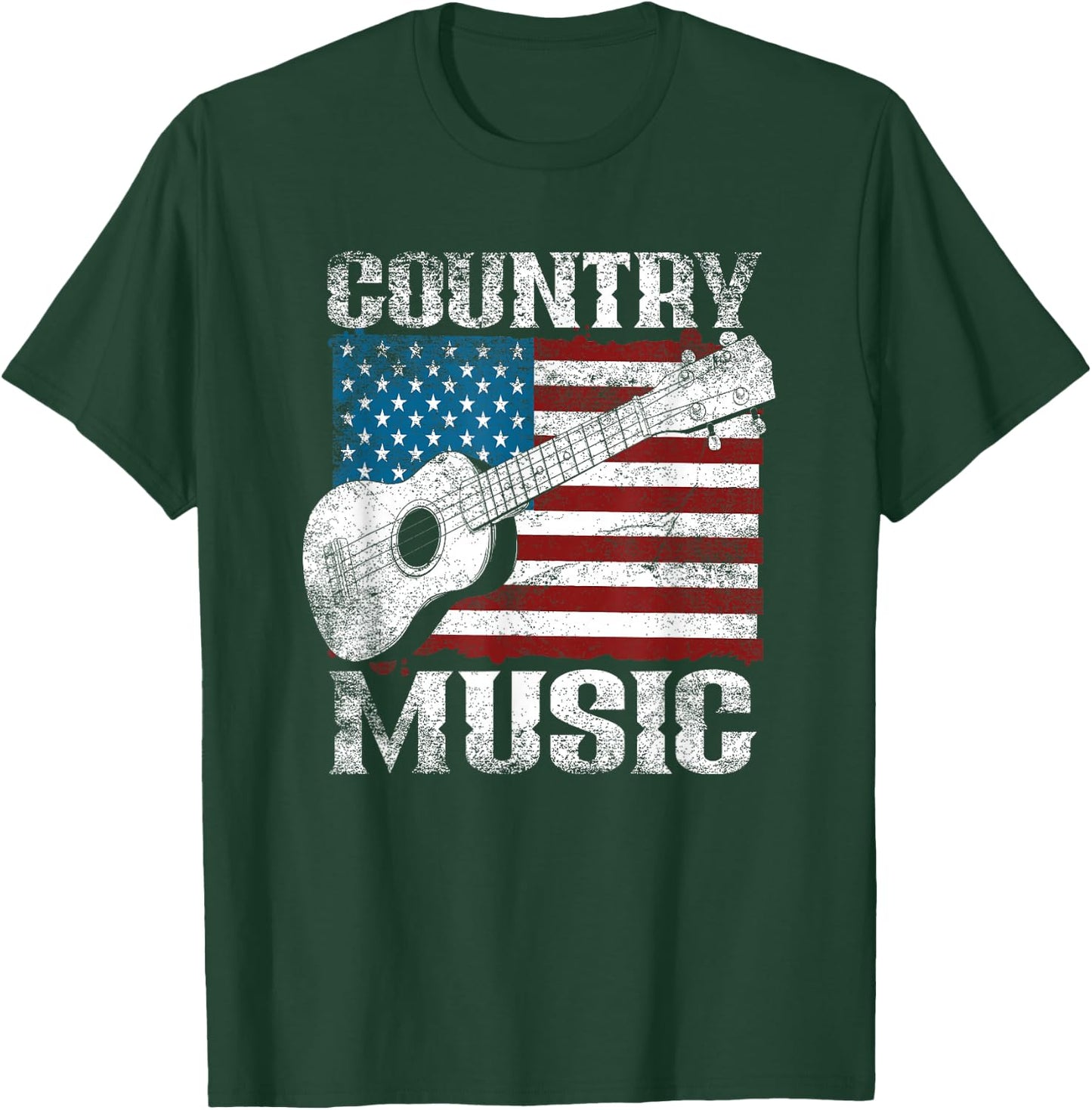 American Flag Guitar Player Funny Country Music Lover T-Shirt - T-Shirt | Forest