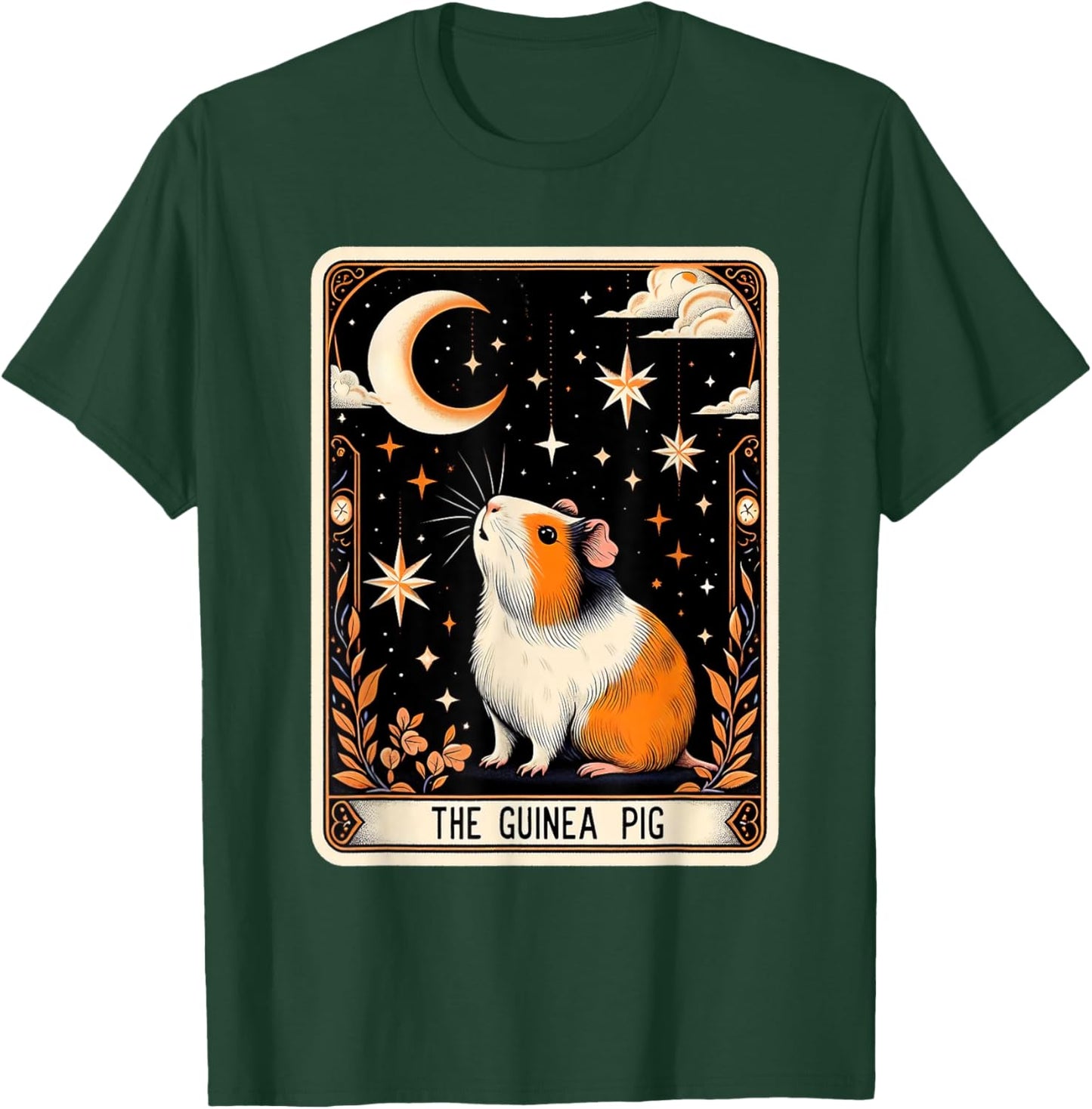 The Guinea Pig Tarot Card Women Men Kids Stars with Moon T-Shirt - T-Shirt | Forest