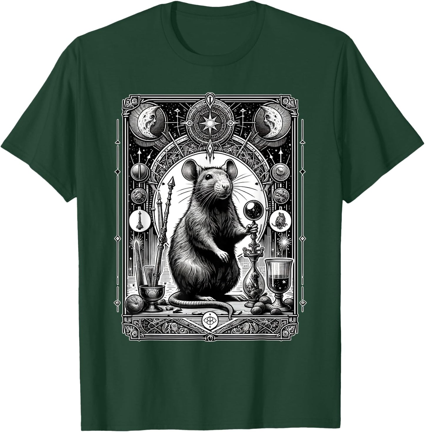 Black and White Rat Tarot Card Distressed Rats Lover Animals T-Shirt - T-Shirt | Forest