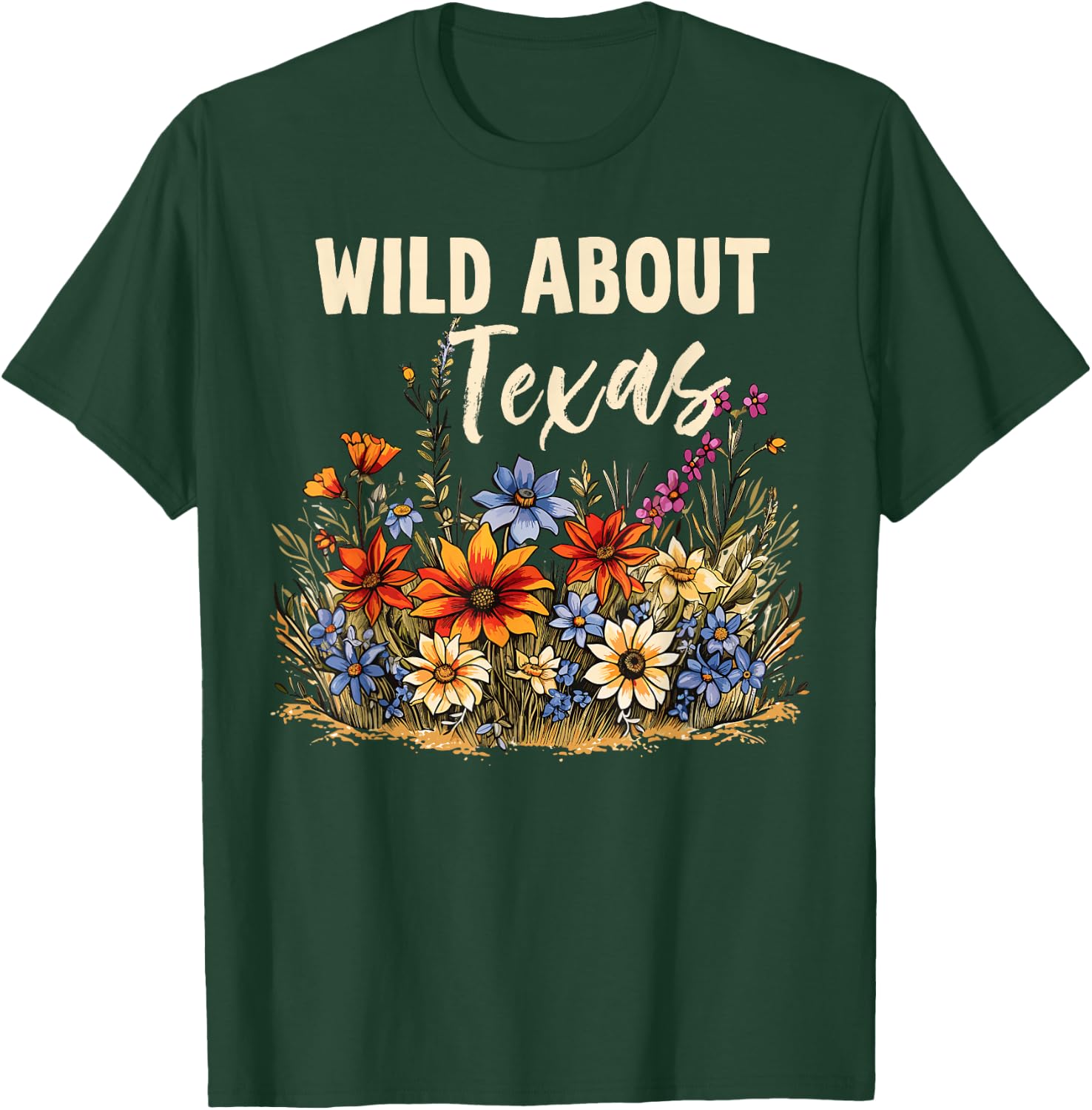 Wildflower Fields Wildflowers Bluebonnet Texas Spring T-Shirt - T-Shirt | Forest