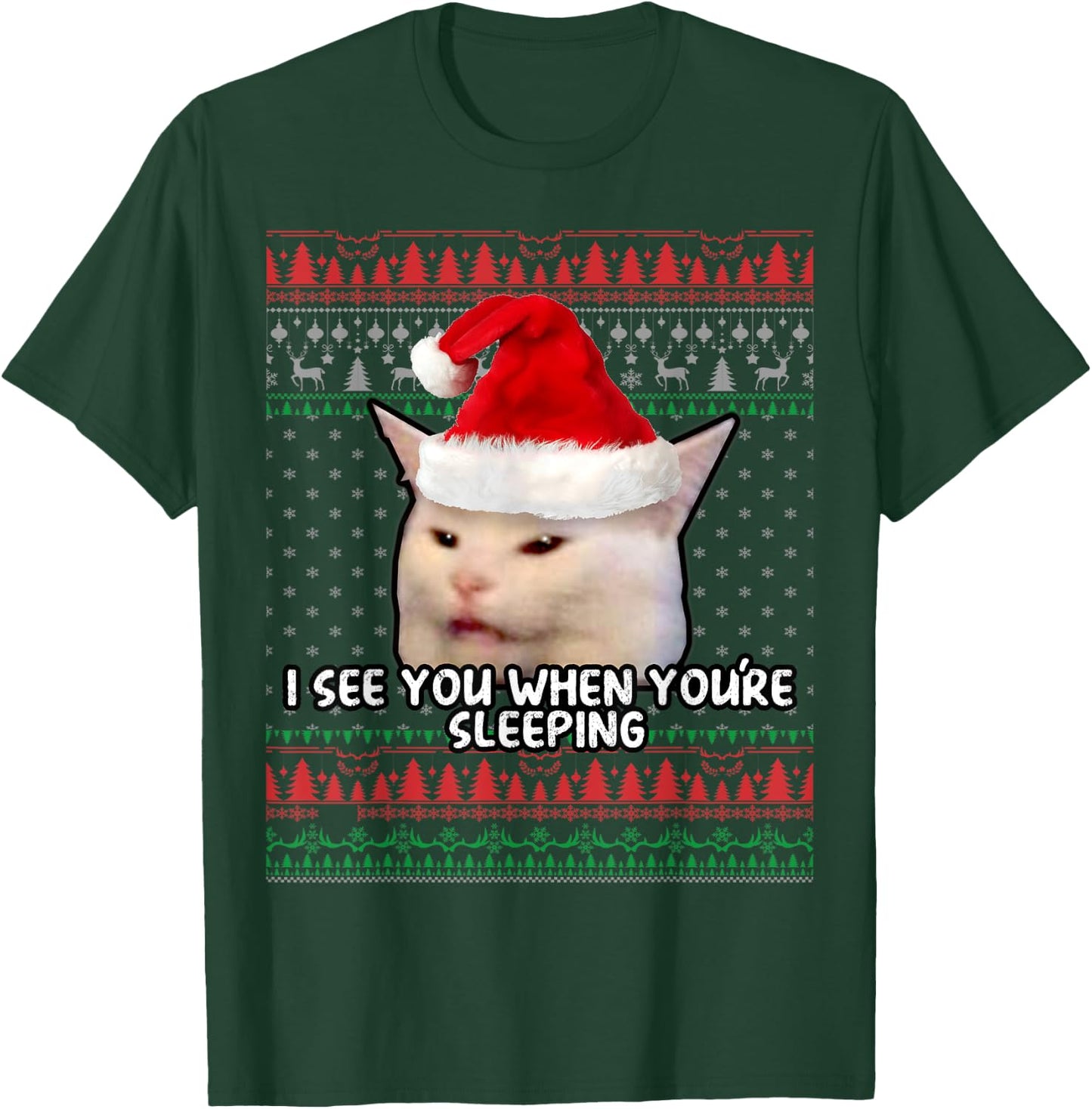 Women Yelling at Smudge the Cat Christmas T-Shirt - T-Shirt | Forest
