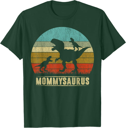 Mommy Dinosaur Mommysaurus 2 Two kids Matching Family T-Shirt - T-Shirt | Forest
