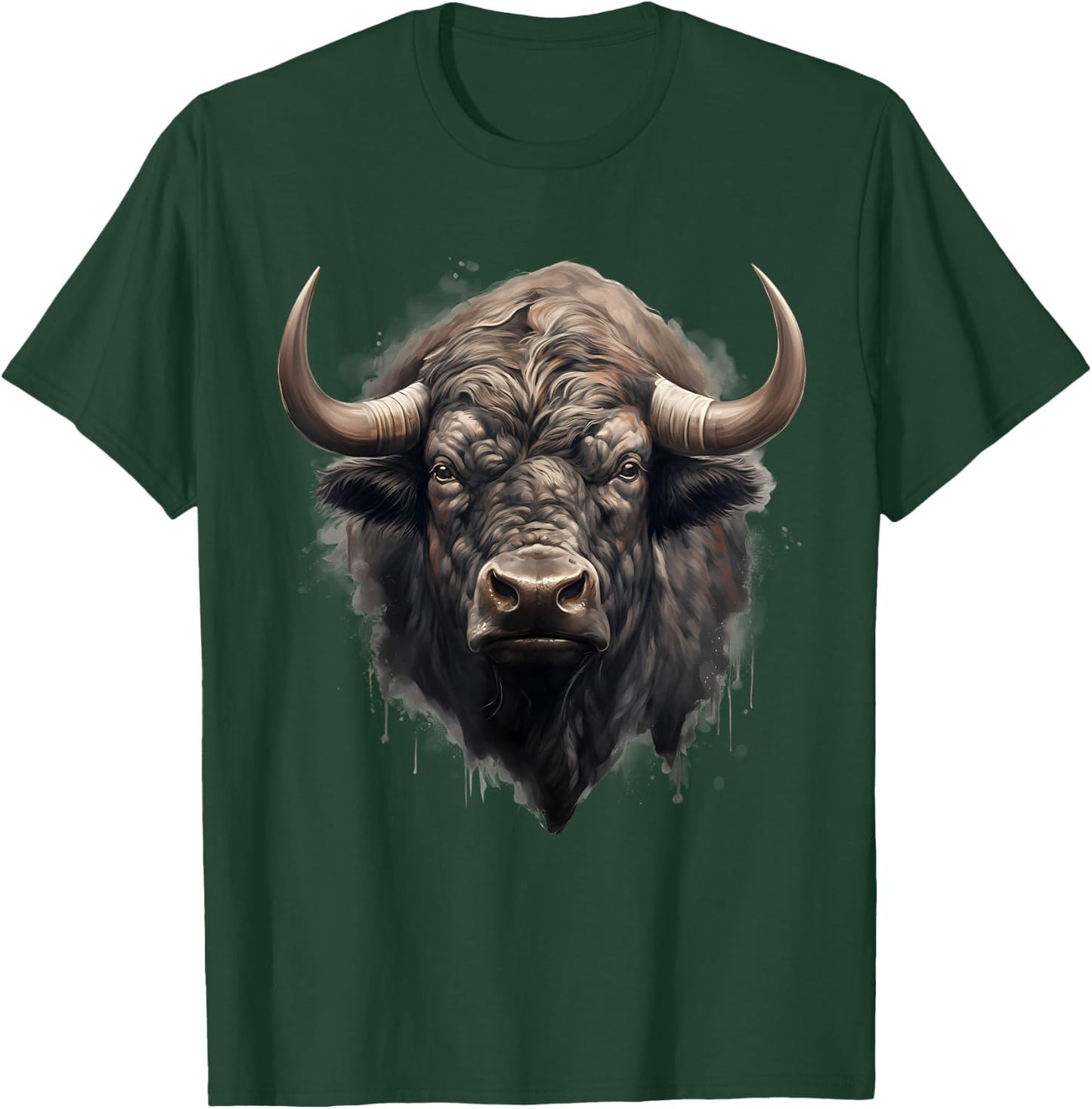 Buffalo Nature Drawing Bison Animal Print Portrait Artwork T-Shirt - T-Shirt | Forest
