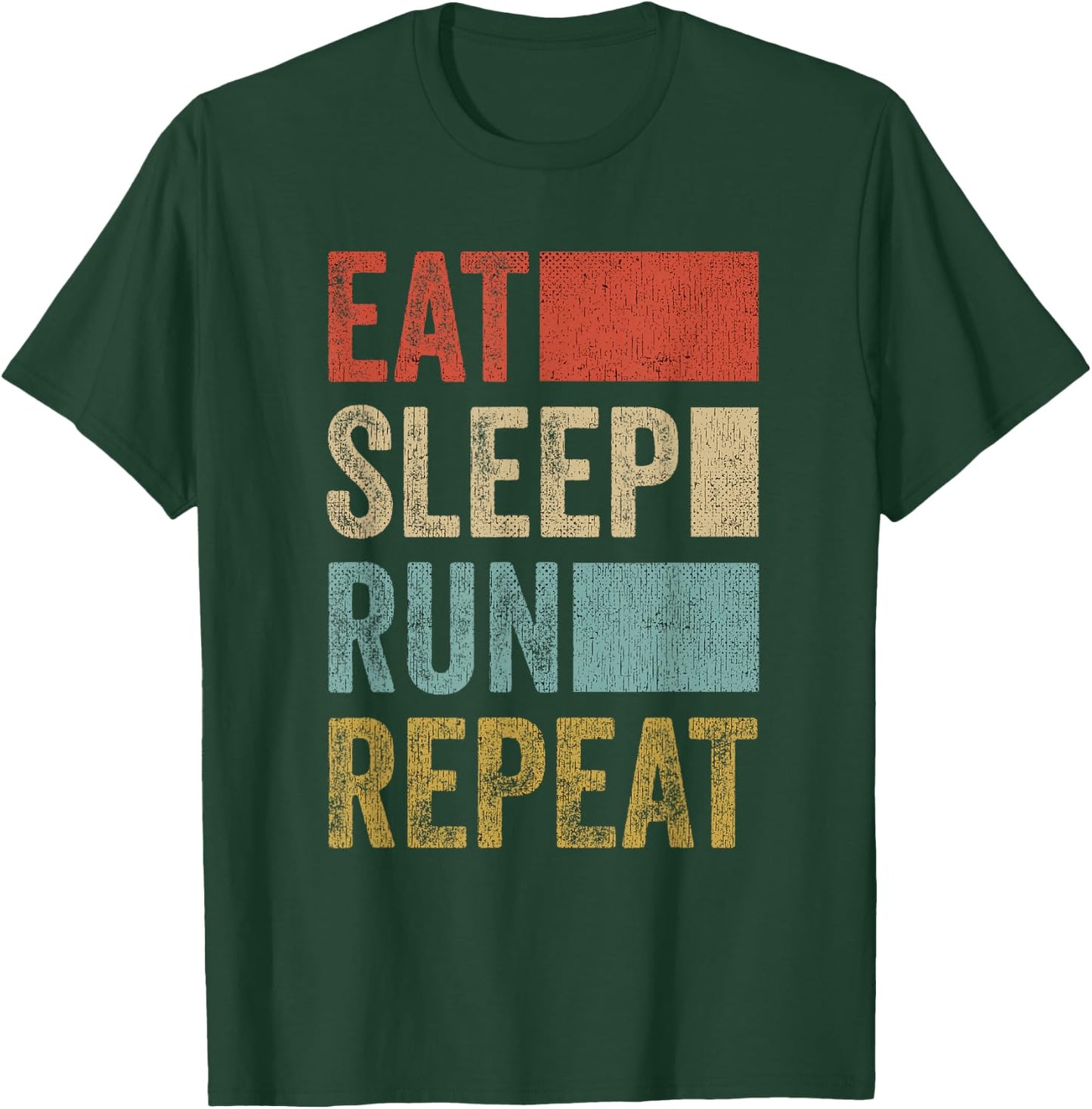 Retro Runner Outfit Eat Sleep Run Repeat Funny Running T-Shirt - T-Shirt | Forest