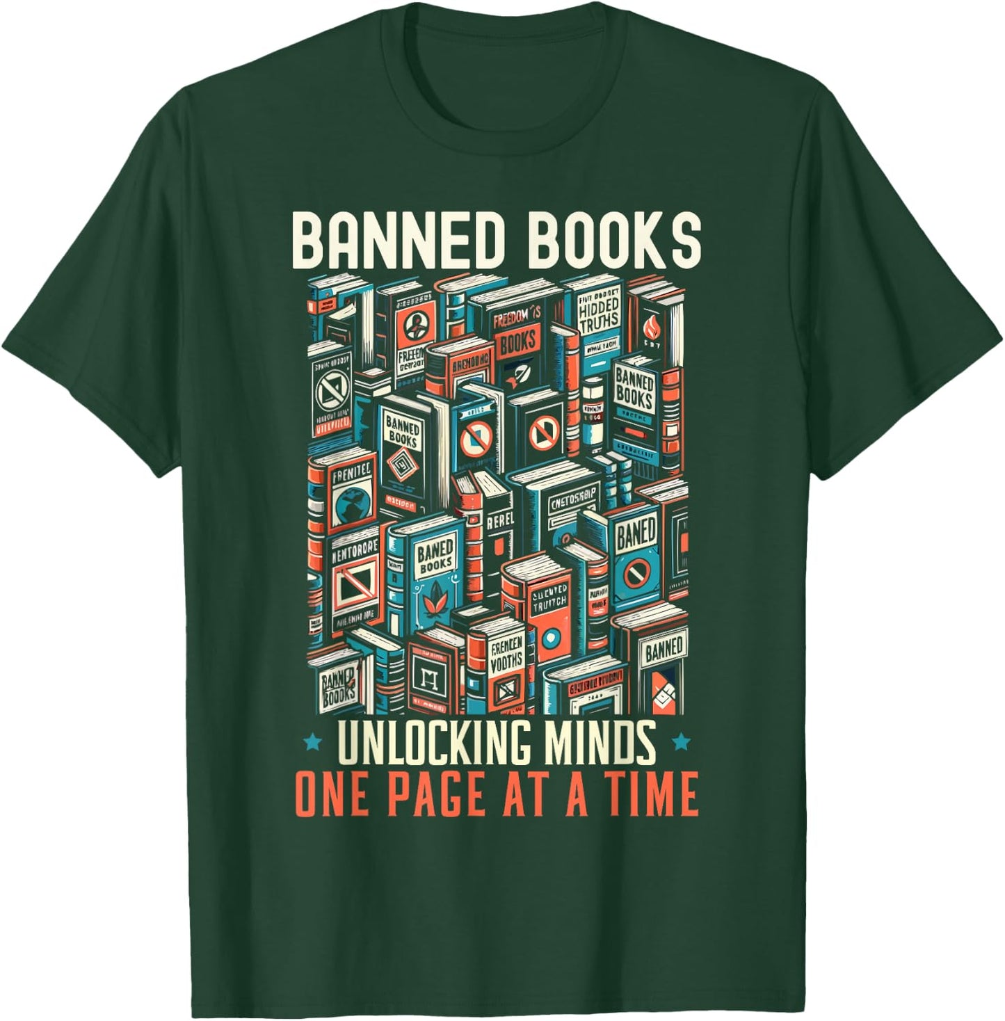 Read Banned Books Bookworm Book Lover Reading Literature T-Shirt - T-Shirt | Forest