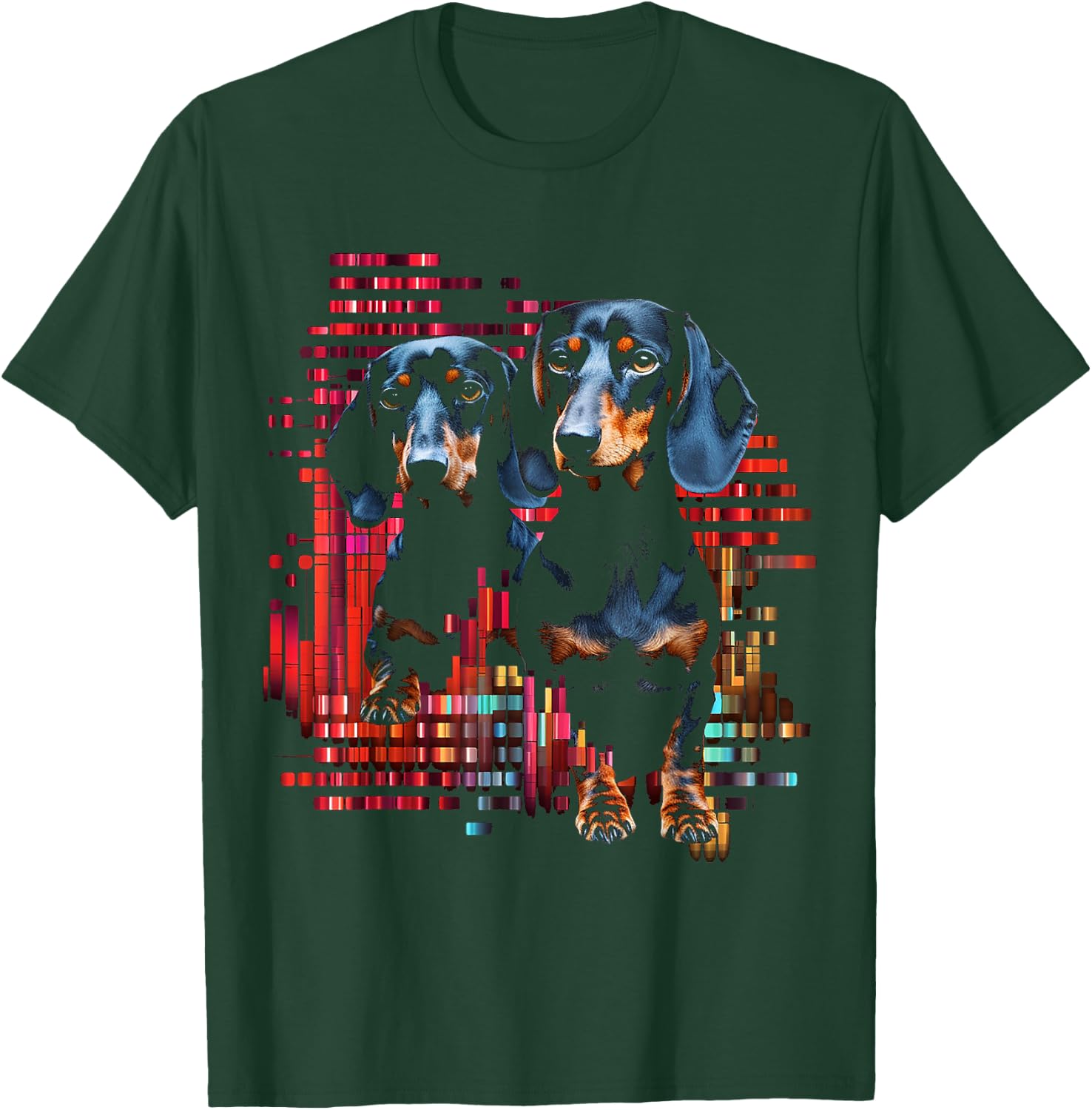 Dachshund Love Animal Pet Pixel Art Graphic Dog Dachshund Men Women Kids T-Shirt - T-Shirt | Forest