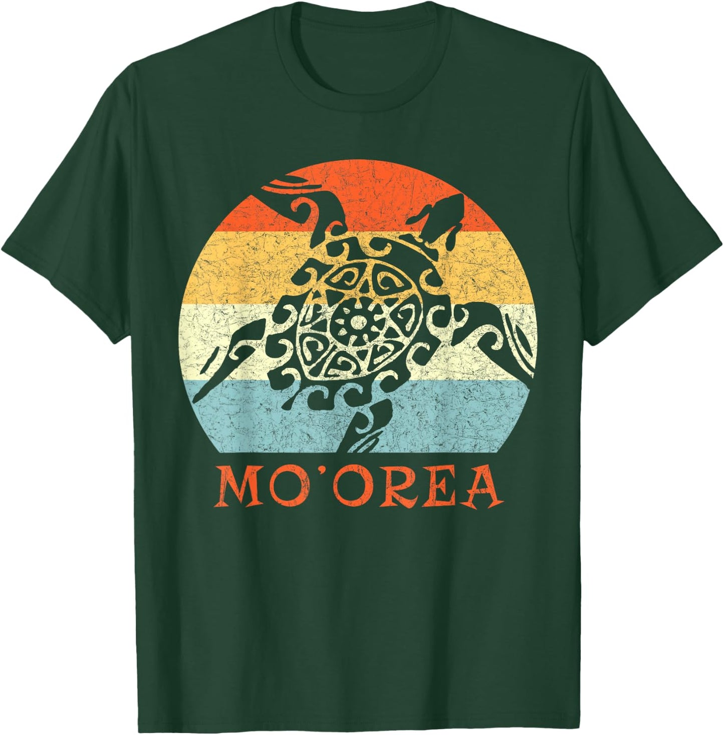 Mo'orea South Pacific Vintage Retro Turtle Vacation T-Shirt - T-Shirt | Forest
