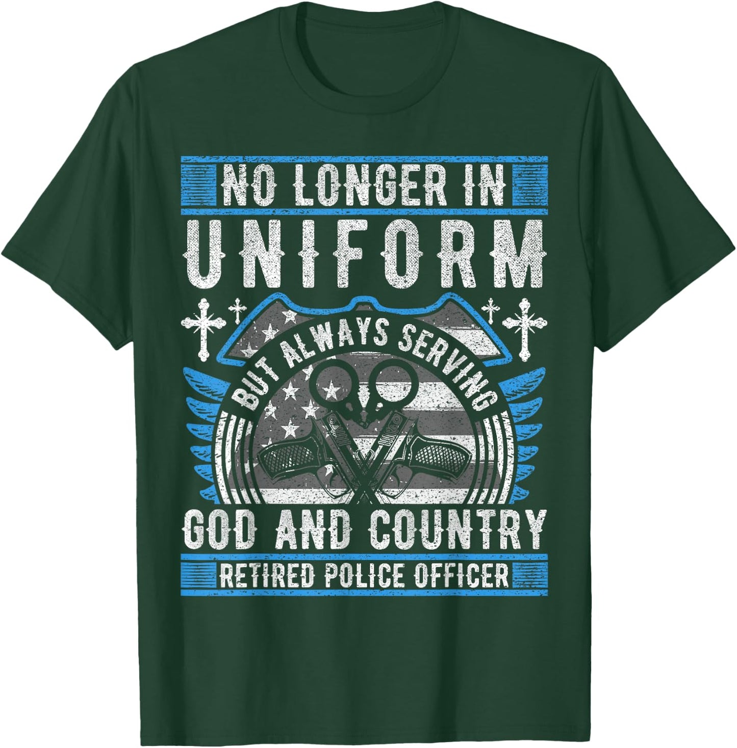 Police Officer Vintage Flag - Retired Police T-Shirt - T-Shirt | Forest