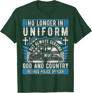 Police Officer Vintage Flag - Retired Police T-Shirt - T-Shirt | Forest