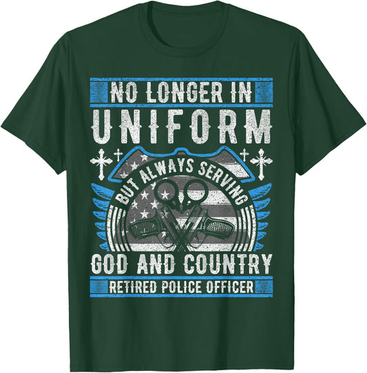 Police Officer Vintage Flag - Retired Police T-Shirt - T-Shirt | Forest