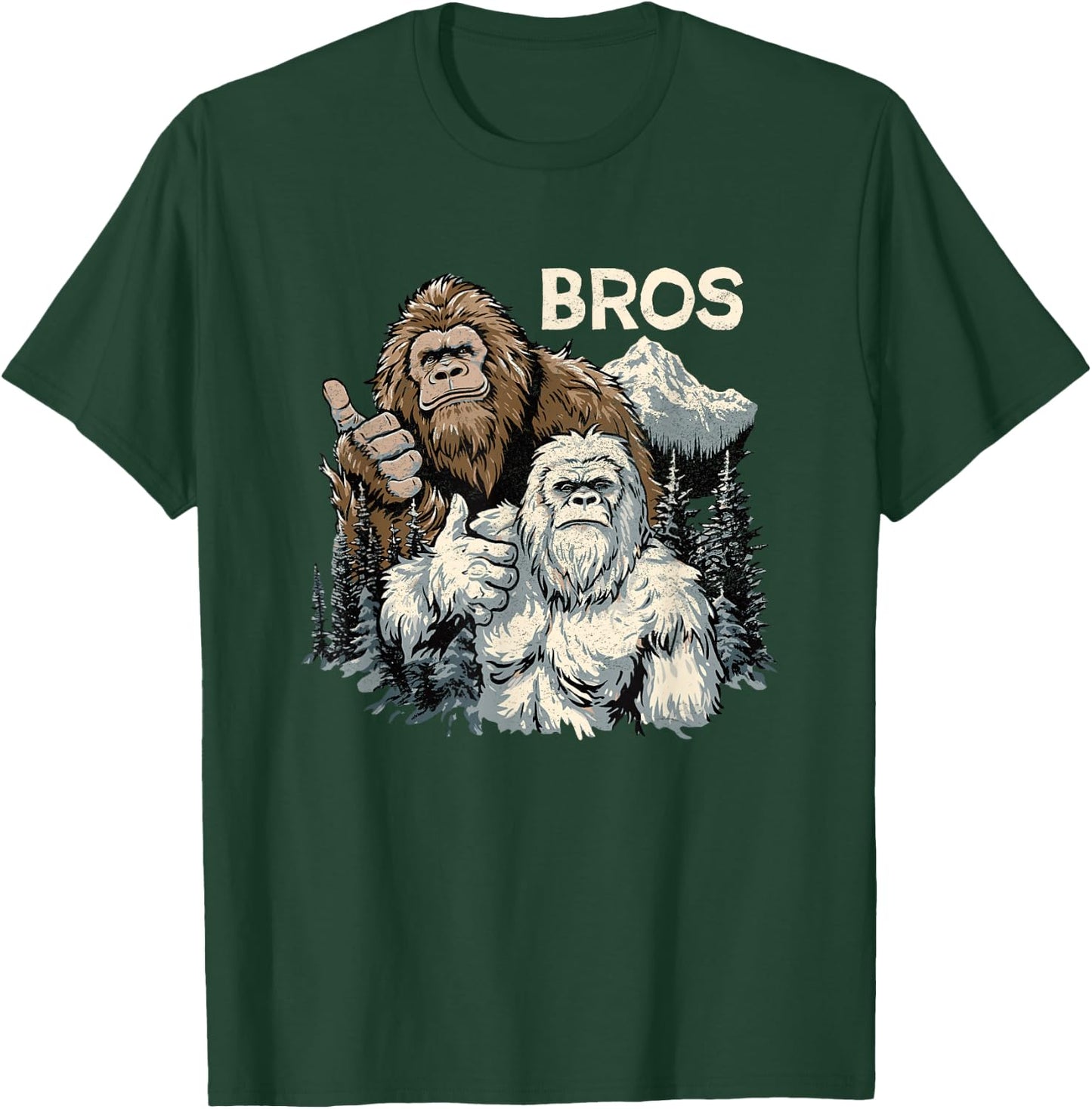 Funny Bros Bigfoot and Yeti Brothers Sasquatch Awesome Cool T-Shirt - T-Shirt | Forest