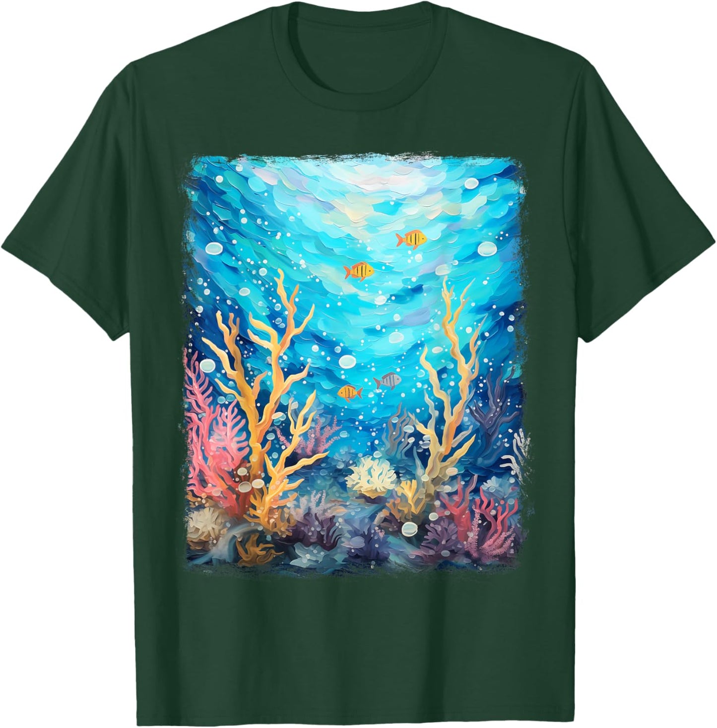 Coral Reef Sea Ocean Starry Night Painting T-Shirt - T-Shirt | Forest