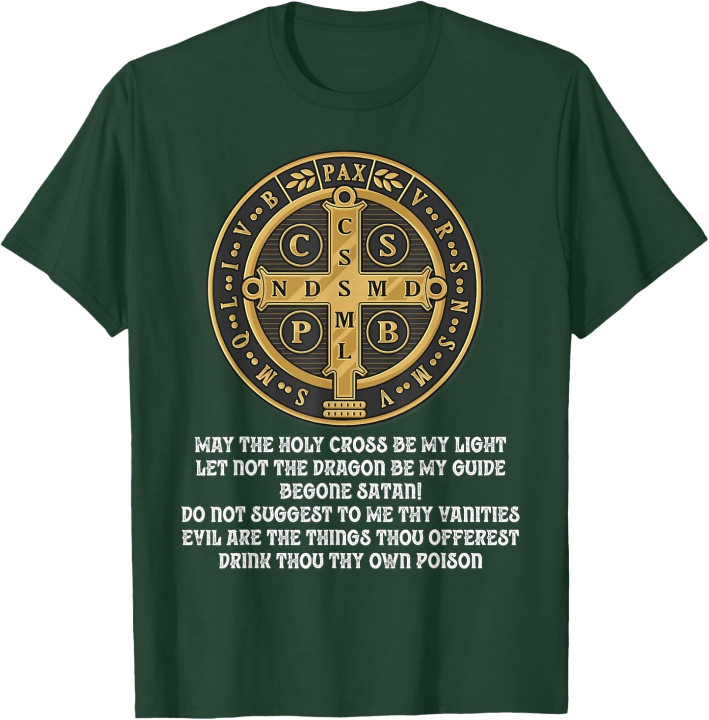 Saint Benedict Medal Traditional Latin Catholic T-Shirt - T-Shirt | Forest
