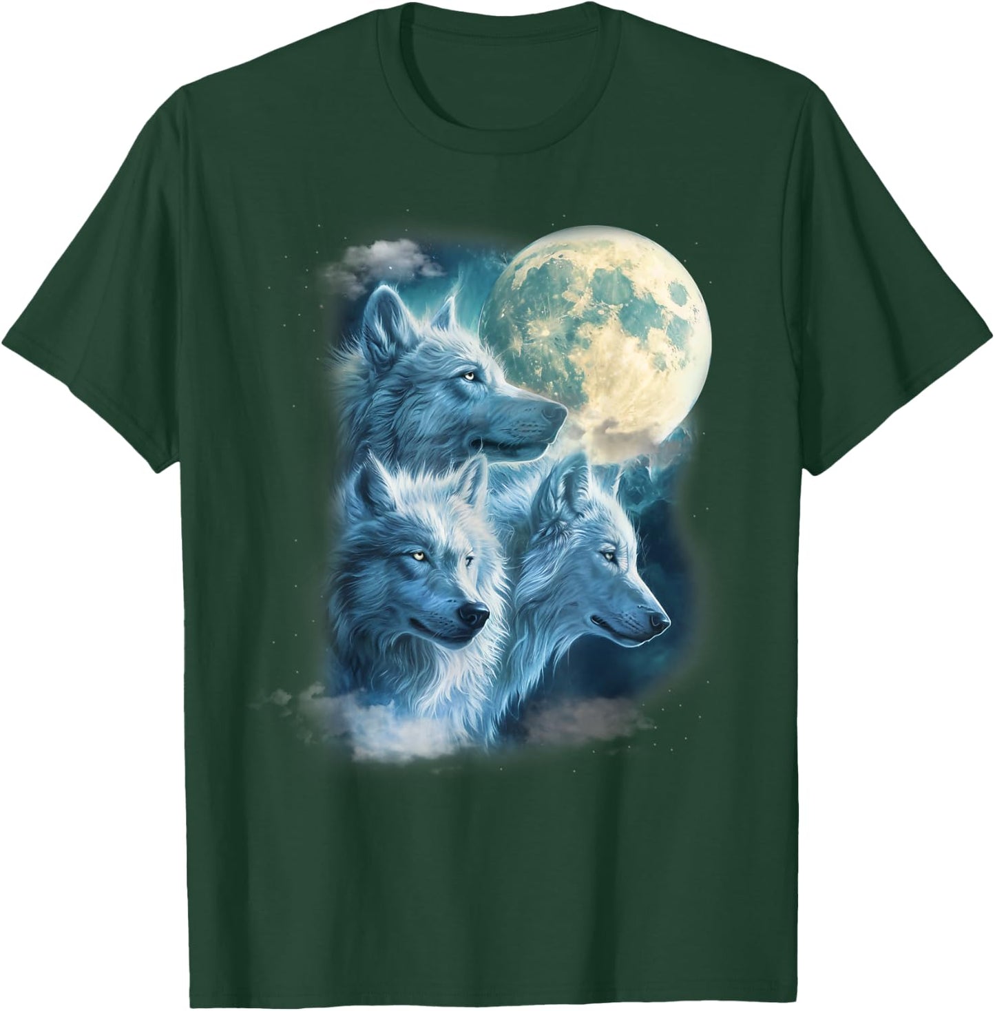 Full Moon 3 White Wolf Wolves Beautiful Icy Animal Women T-Shirt - T-Shirt | Forest