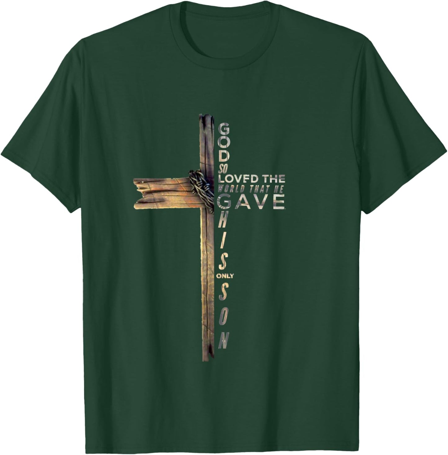 John 3:16 Christian Cross Bible T-Shirt - T-Shirt | Forest