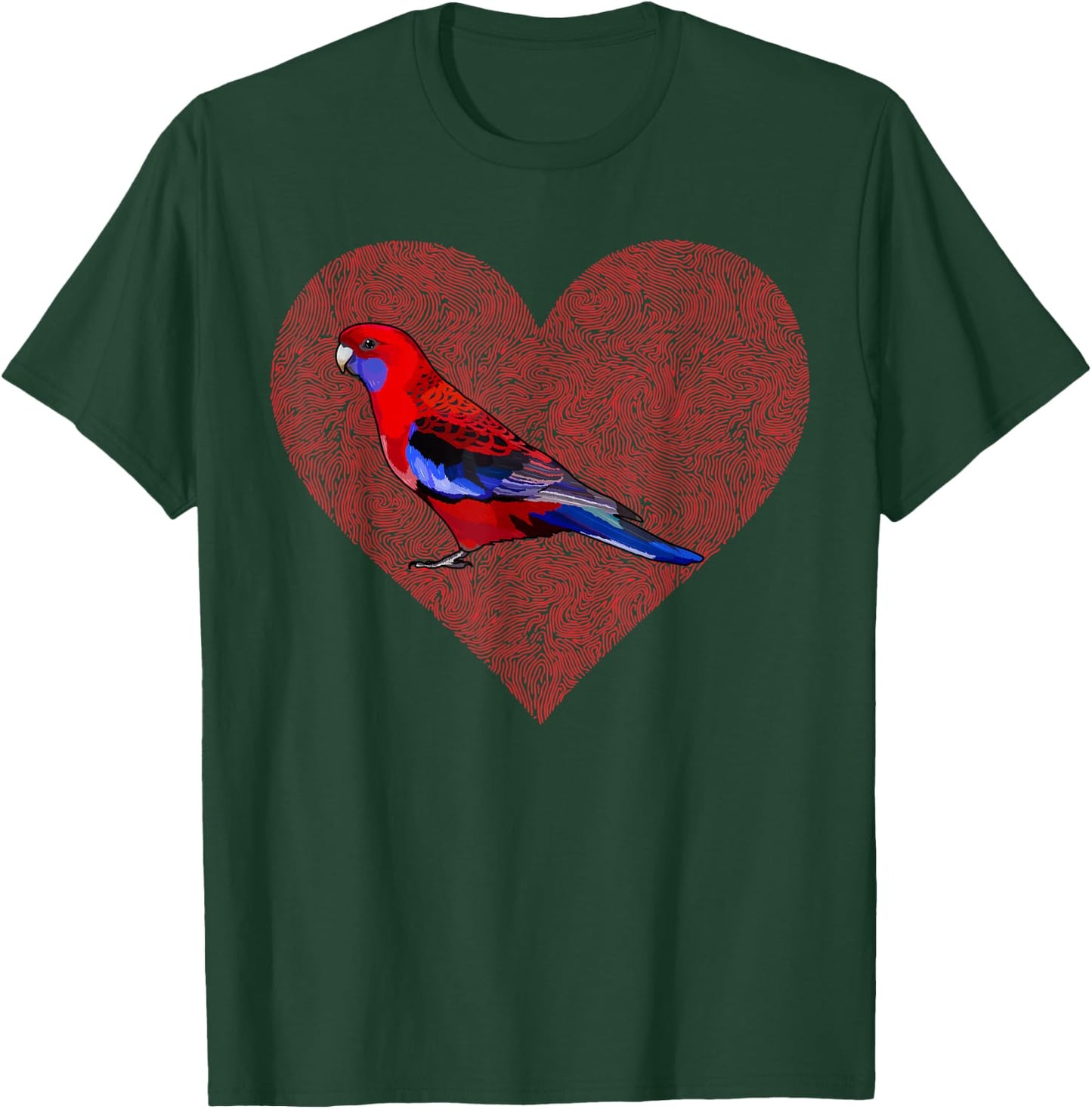 Rosella Valentines Day Bird Love Fingerprint T-Shirt - T-Shirt | Forest