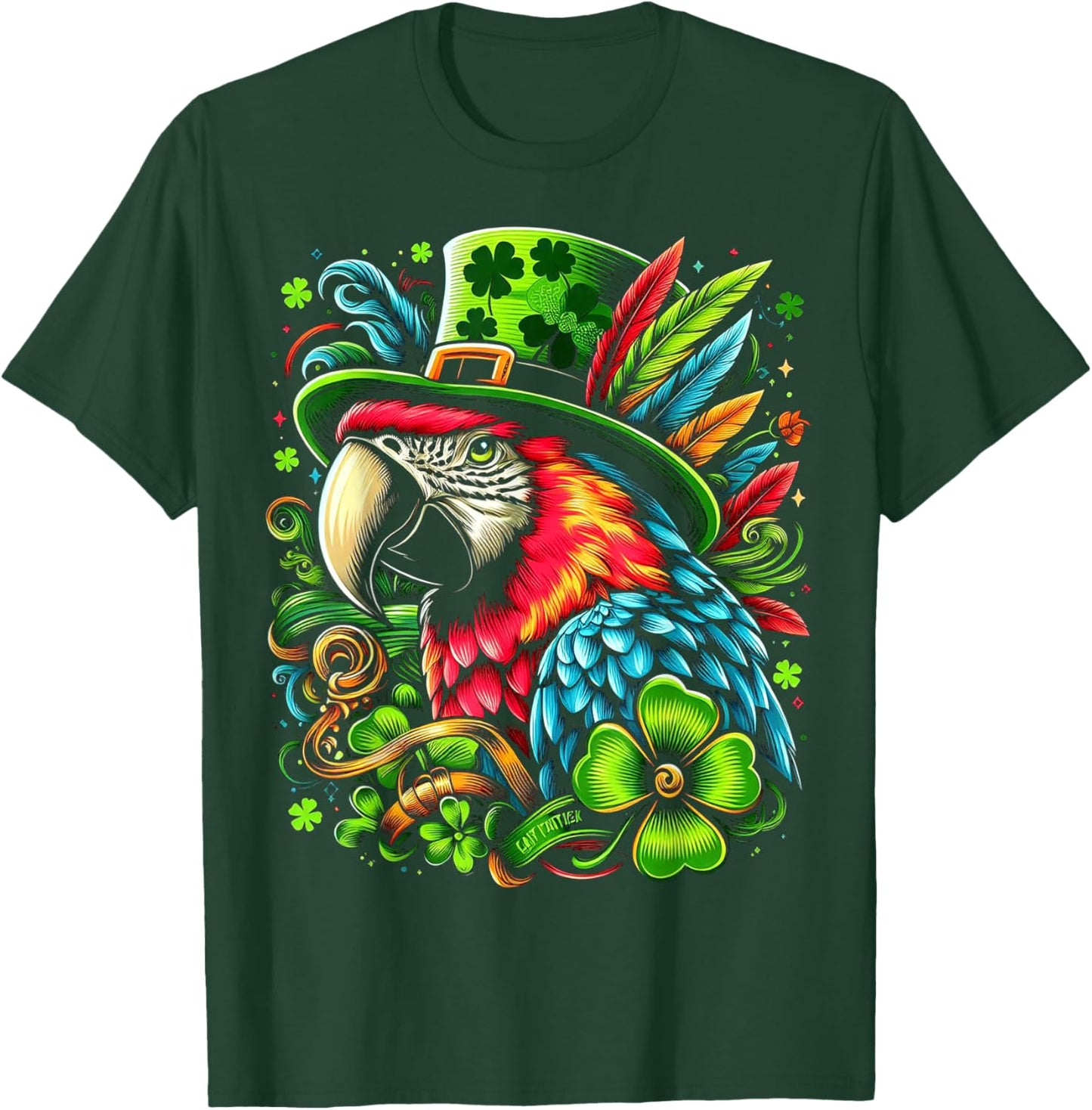 Cute Parrot With Saint Patrick's Day T-Shirt - T-Shirt | Forest