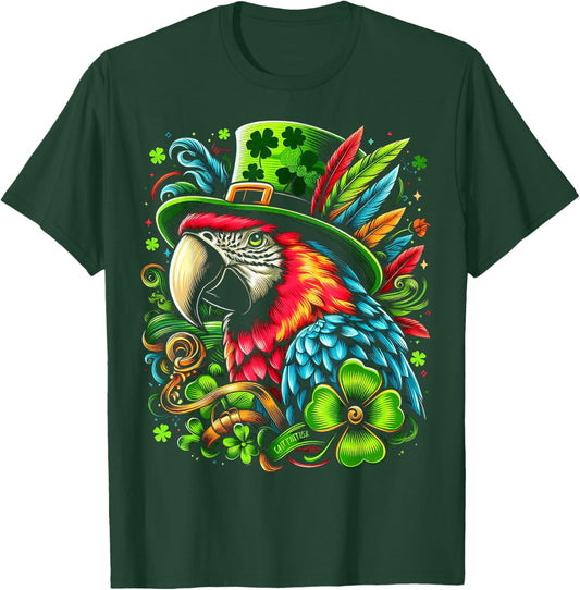 Cute Parrot With Saint Patrick's Day T-Shirt - T-Shirt | Forest