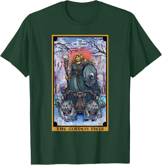 The Goddess Freyja The Chariot Tarot Card Norse Pagan Witch T-Shirt - T-Shirt | Forest