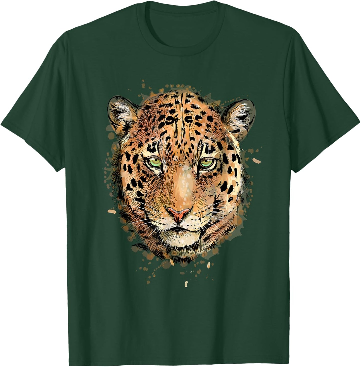 Leopard Cheetah Jaguar Head Watercolor Animal Gift T-Shirt - T-Shirt | Forest