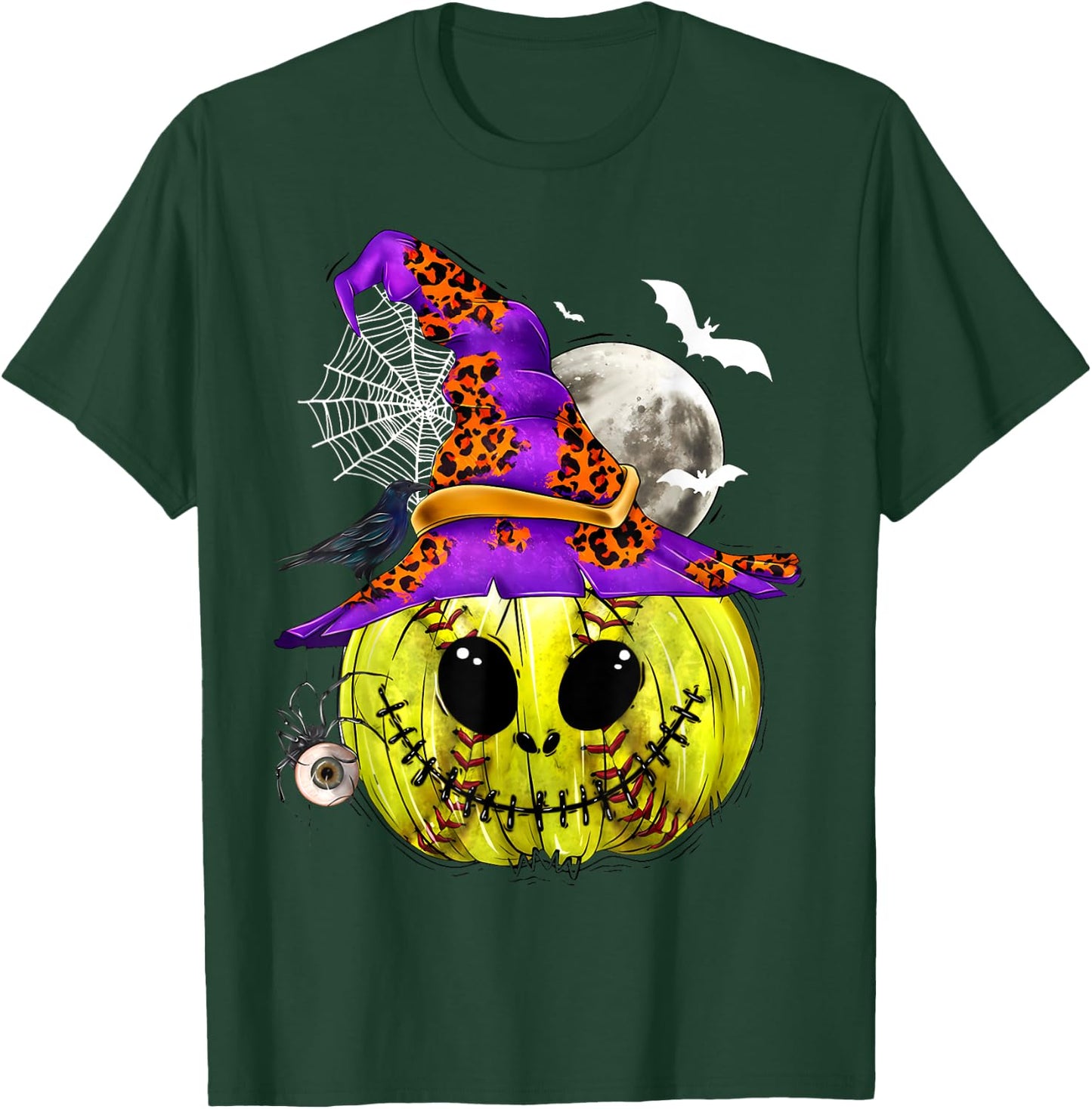 Softball Pumpkin Witches Softball Player Halloween Costume T-Shirt - T-Shirt | Forest