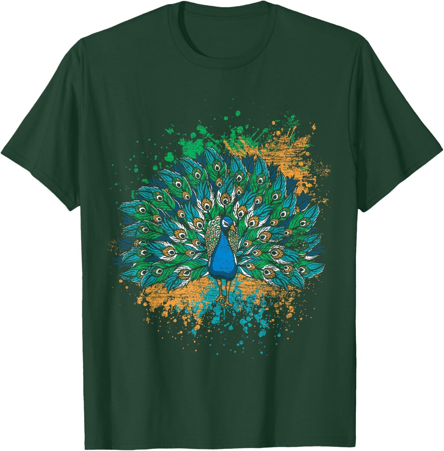Decorative Colorful Tail Peacock T-Shirt - T-Shirt | Forest