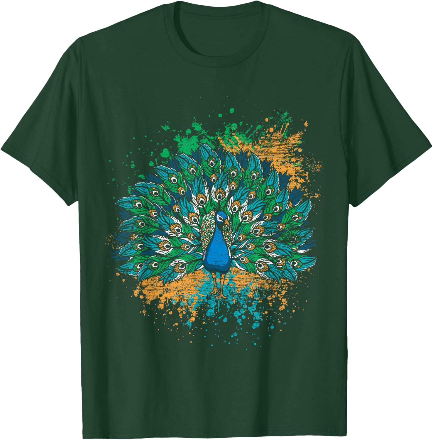Decorative Colorful Tail Peacock T-Shirt - T-Shirt | Forest
