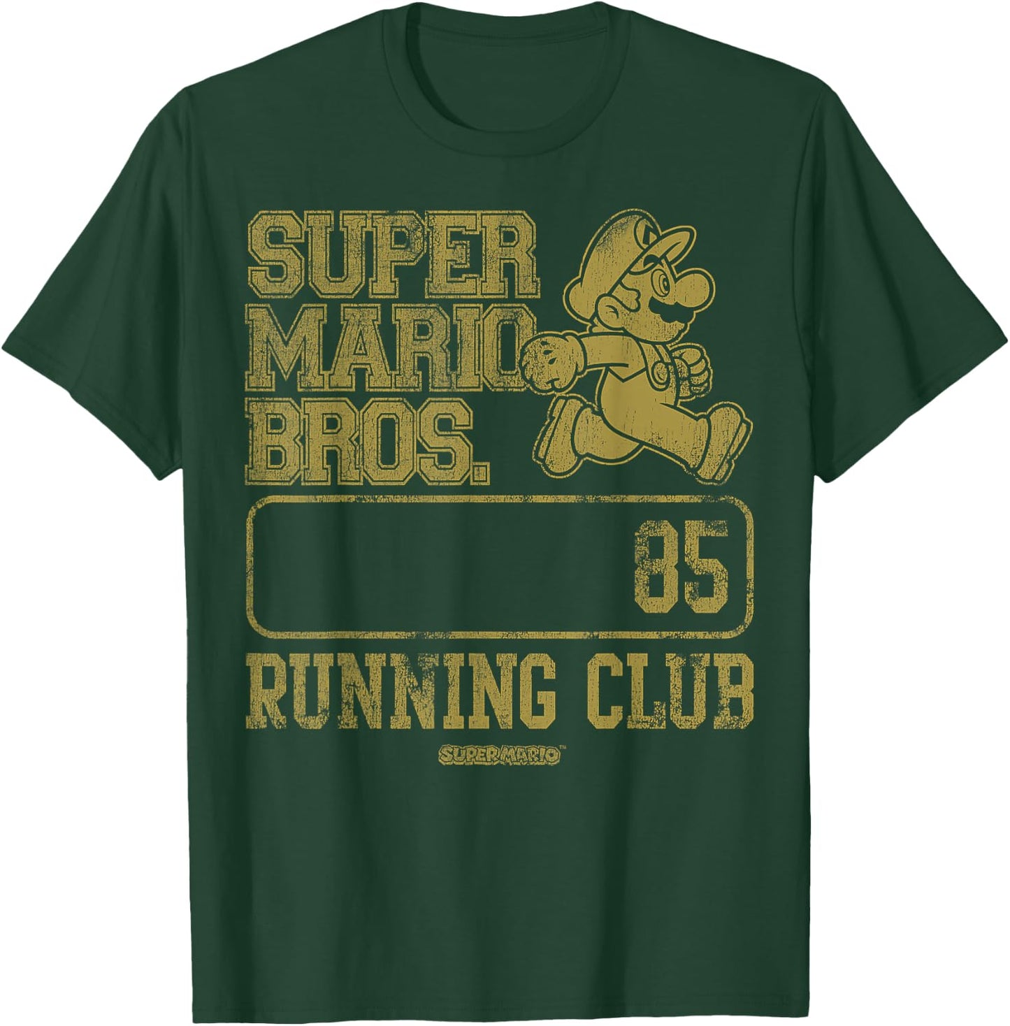 Super Mario Bros Running Club '85 Vintage Mario Collegiate T-Shirt - T-Shirt | Forest